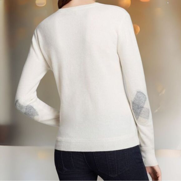 Burberry Brit Womens 100% Cashmere Sweater Ivory Crewneck Pullover Size L‎ - Picture 1 of 10